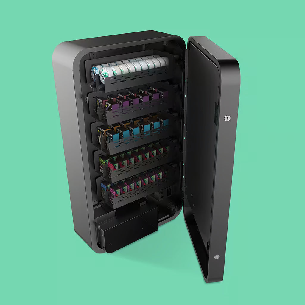 Slim wall automated retail machine with card reader